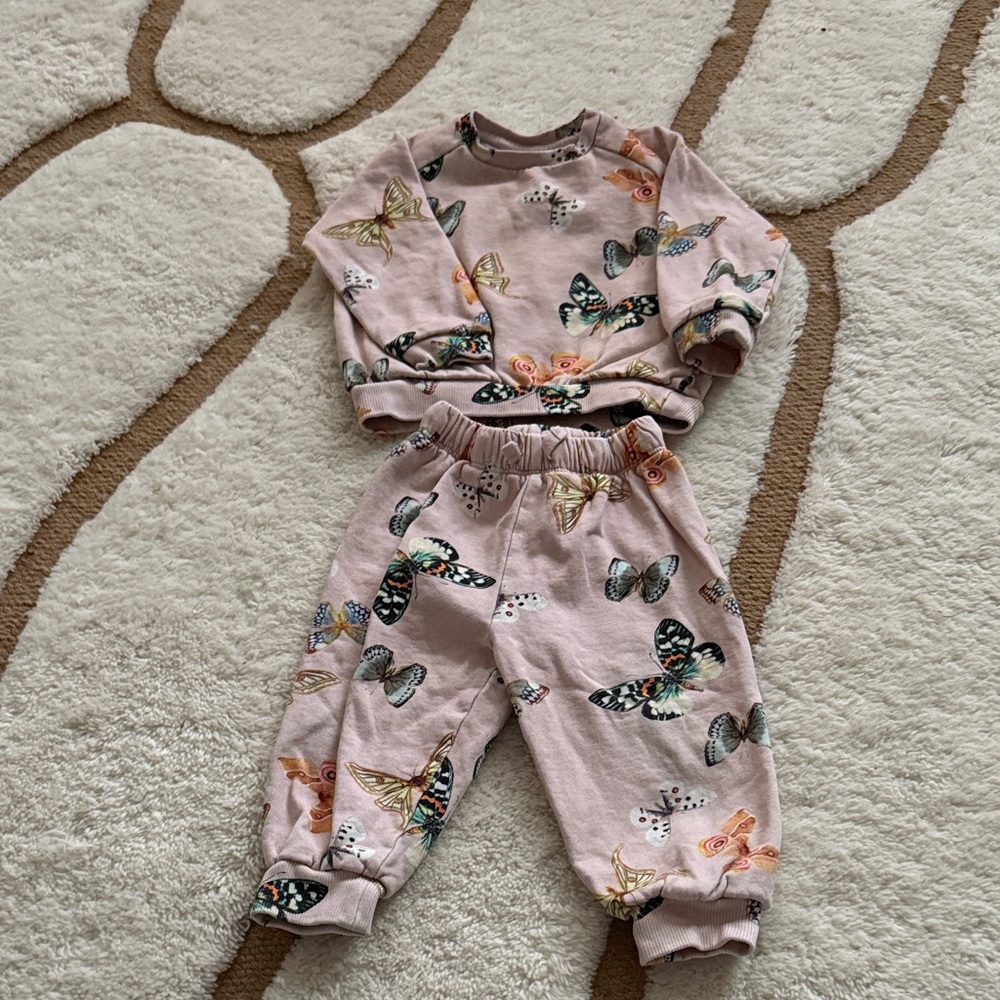 Molo Pink Butterfly Kids Matching Set